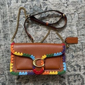Coach Pride Tabby Chain Clutch With Rainbow Crochet